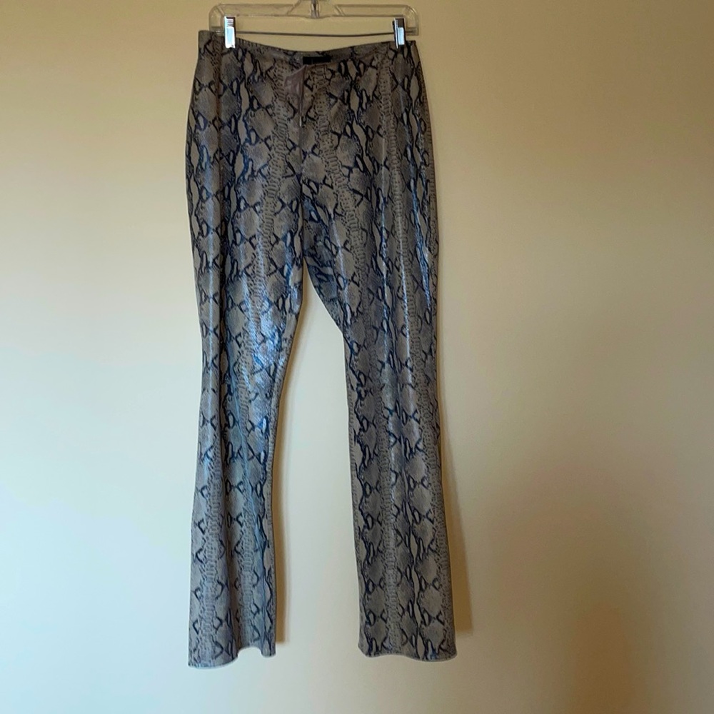 Animal print 100% genuine leather pants